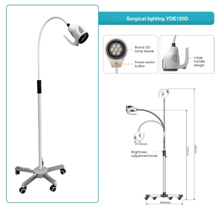 CE ISO FDA Certified LED Surgical Auxiliary Lighting Vertical Mobile Floor-Standing Medical Examination Light Gynecology Light