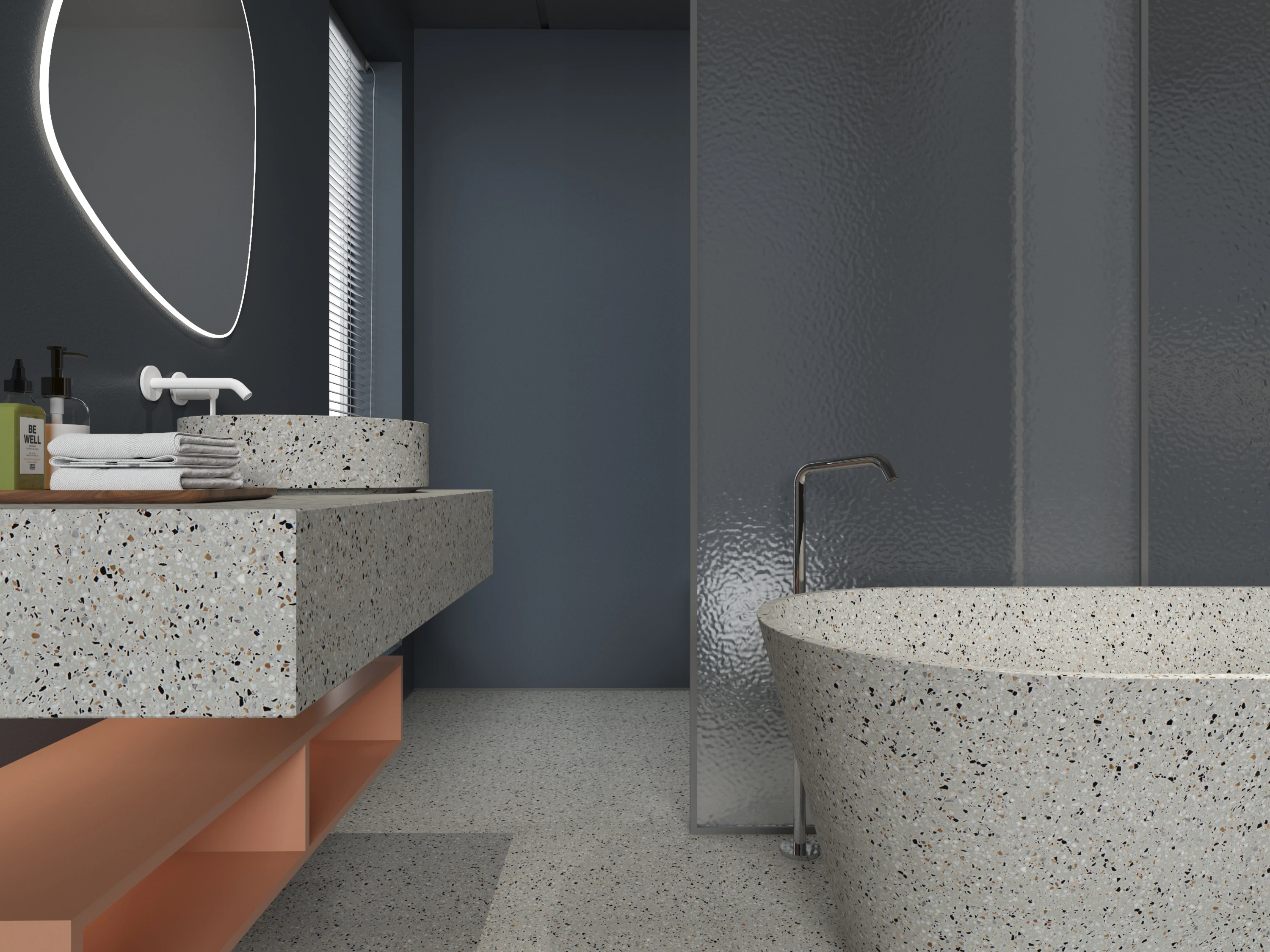 MY006 Luxury Bathroom Decorative Natural Terrazzo Bathtub New Design Trapezoidal Bathtub For Bathroom