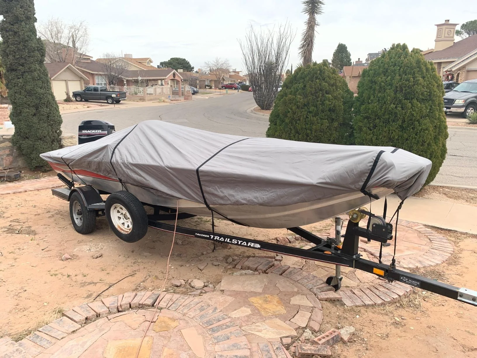 Threewen High Quality 420D Marine Grade Oxford Boat Cover waterproof Trailerable Runabout Boat Cover