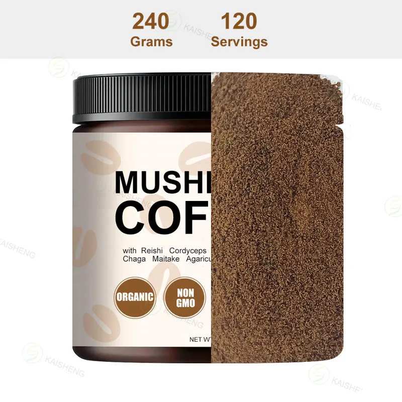 Органический грибной кофейный порошок растворимый кофе с грибами органический водорастворимый Кордицепс Рейши Львиная Грива