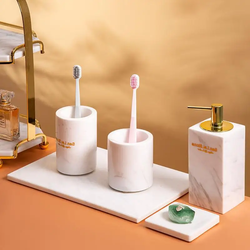 Newest Design Custom Indian Handmade White Marble Square Bath Set And Bathroom Accessories For Hotel Decoration Home Decoration