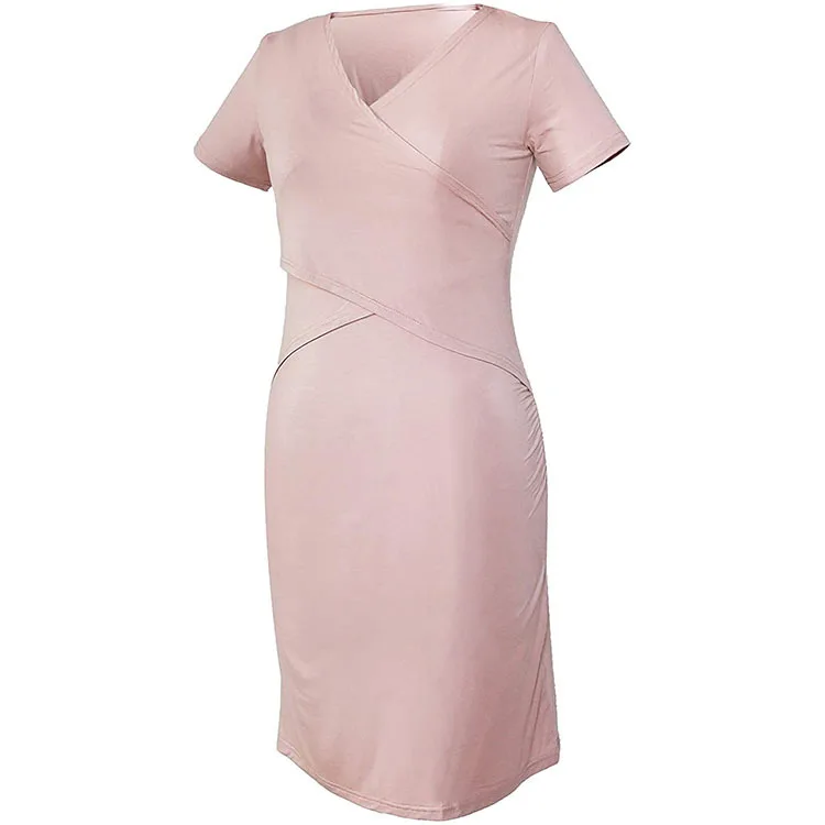 
wholesale V neck strip office wear maternity pregnant nursing dress 