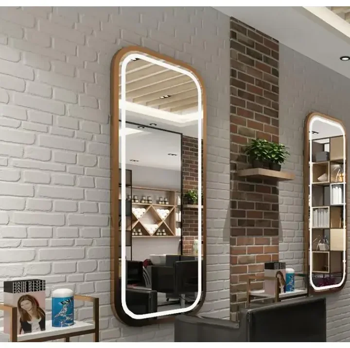 manufacturer custom beauty hair led smart salon mirror with chair salon furniture sets for barbershop