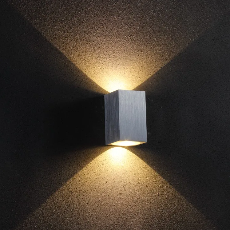 modern style 2*1W up and down lighting silver aluminum led wall lamp