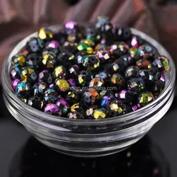 Spots Coated Black Background Style Crystal Glass 8x6mm Rondelle Faceted Loose Spacer Beads for Jewelry Making DIY Crafts