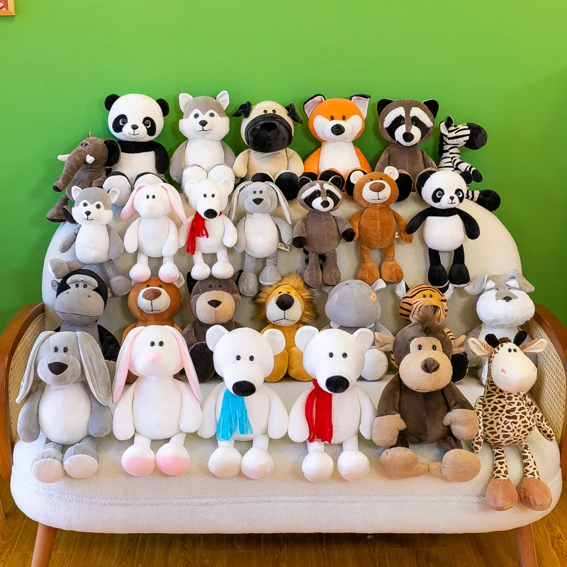 New Wholesale Stuffed Jungle Safari Zoo Animals Plush Toy Claw Machine Wedding Throw Gift Dolls Forest Bear Tiger Lion Toys