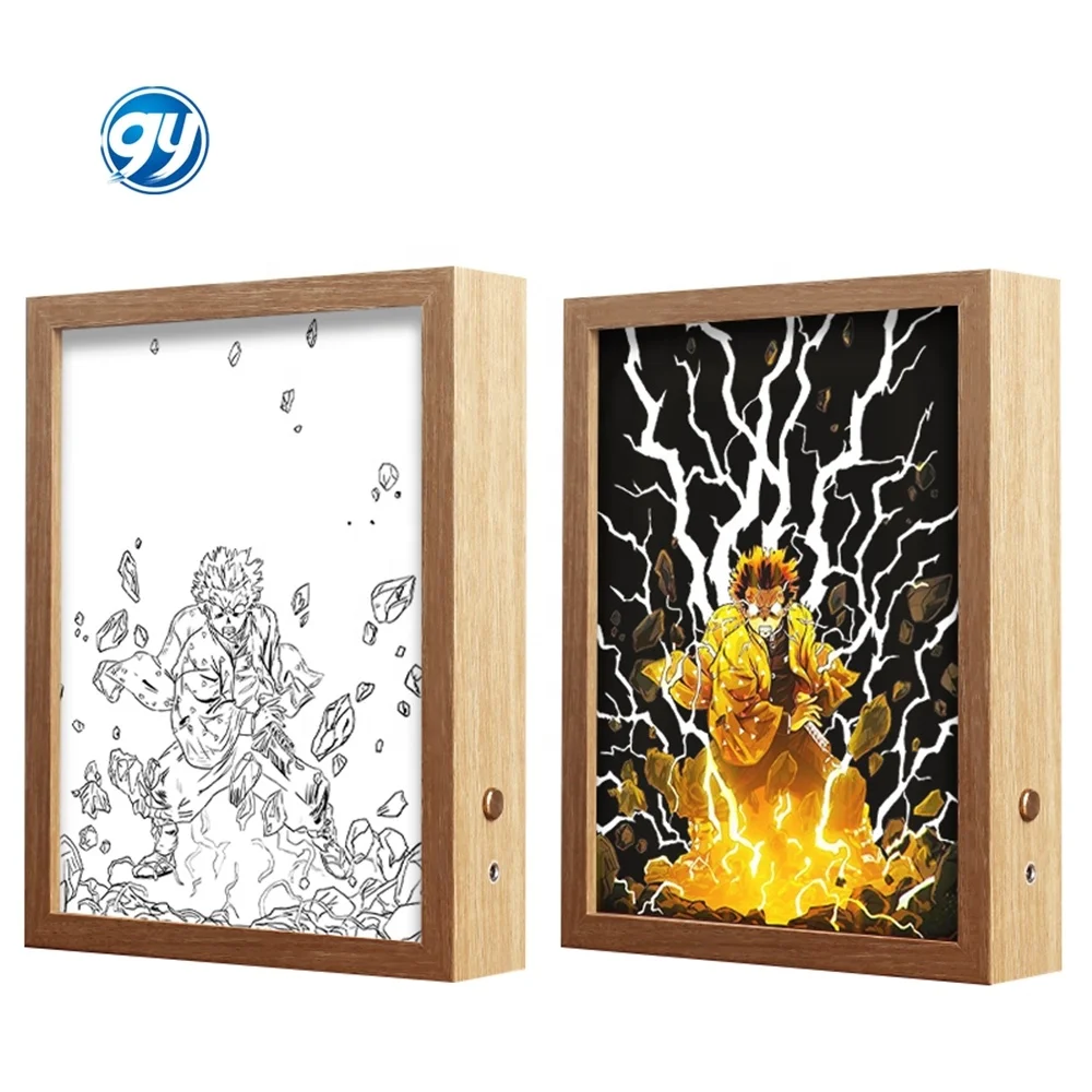 Handcrafted LED Decorative Light Painting New Dropshipping Acrylic Photo Frame for Bedroom Wall Lighting Japan Anime Style