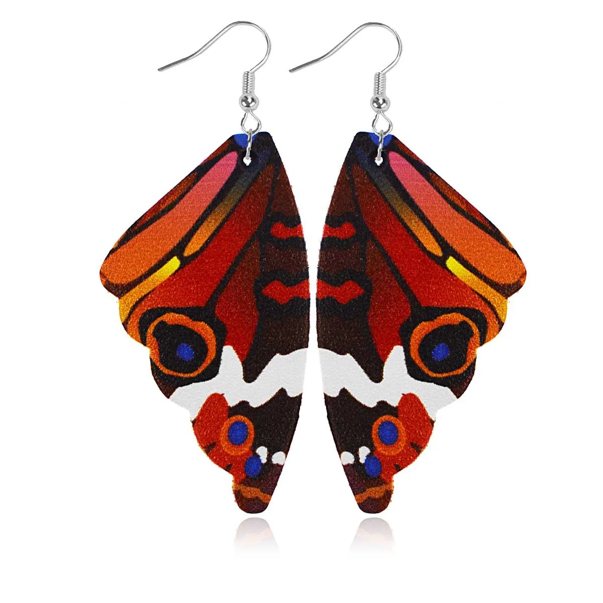 Unique Gradient Pattern Colorful Butterfly Pendant Earring Retro Party Leather Hook Earrings For Women Girls Jewelry