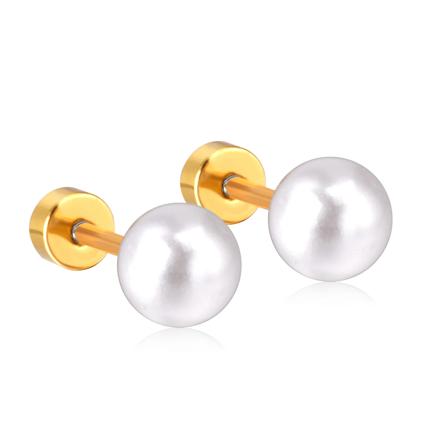 Classic Elegant 4-8mm Pearl Women Gold Earrings Lot Designs For Girls Screw Plug Earring