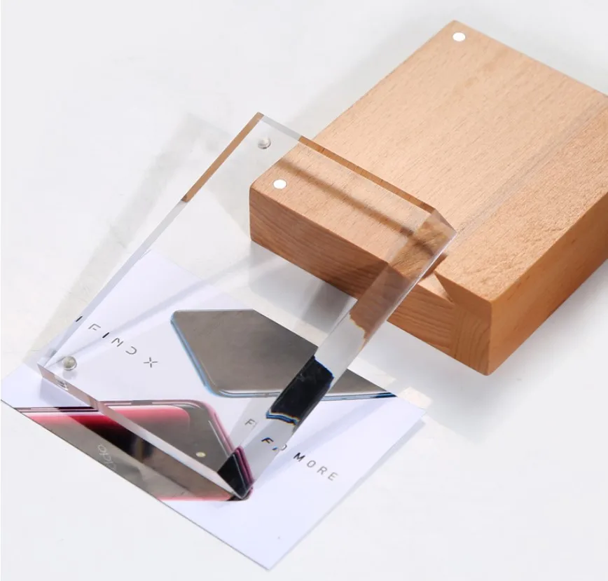 
Wholesale Menu Price Frame Table Display Stand Acrylic Stander With Wooden Base 