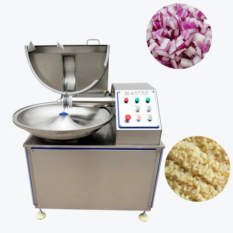 Commercial Meat Bowl Cutter Machine Vacuum Emulsify Pork Mixer Purple Cabbage Ham Pork Chopping Machine