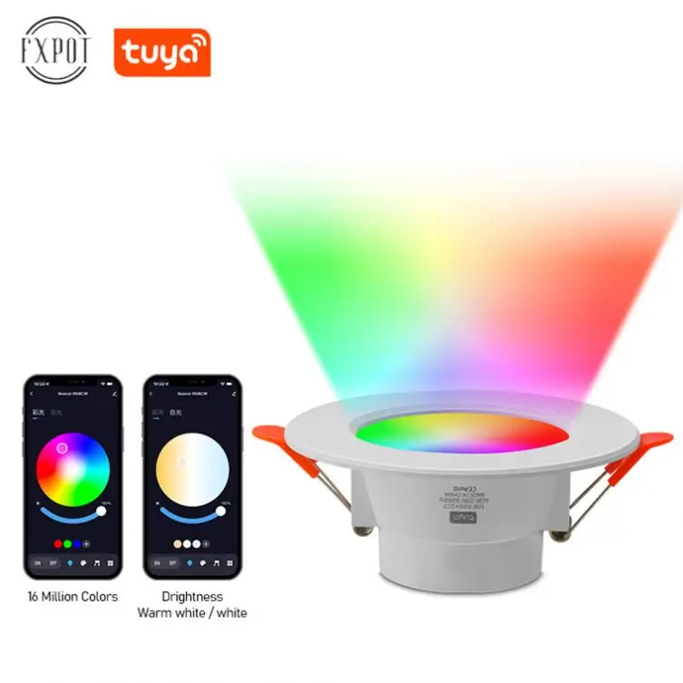 Высокоэффективный Rgb Встраиваемый светодиодный потолочный светильник Fxpot 85-265 в с Wi-Fi управление через приложение для телефона