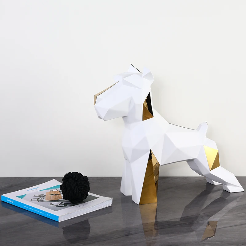 
Art Animal Sculpture Geometric High Grade Home Decor Metal Dog Statue With Waterproof 