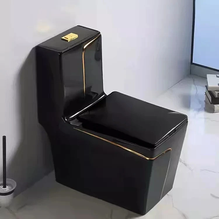 Luxury sanitary ware modern water closet bathroom commode toilet bowl ceramic white gold wc one piece toilet