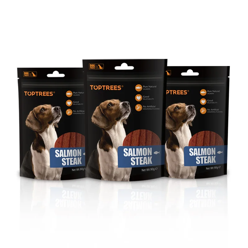 Natural dog treat trata de perro: Salmon Steak No Artificial Coloring Dog Pet Food