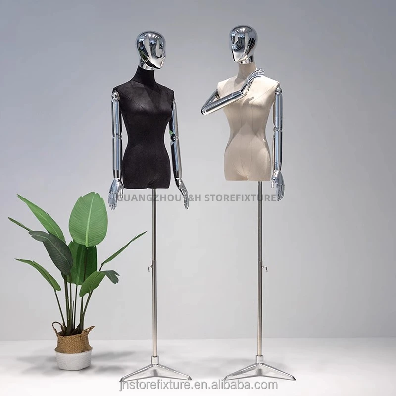 gold mannequins female Model Flexible Hand Torso Dress Form Off Shoulder with Legs Female Mannequins