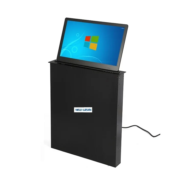 Pop Up Hidden Table Mic Stand Lifting Monitor With Microphone Motorized Lcd Screen Lift