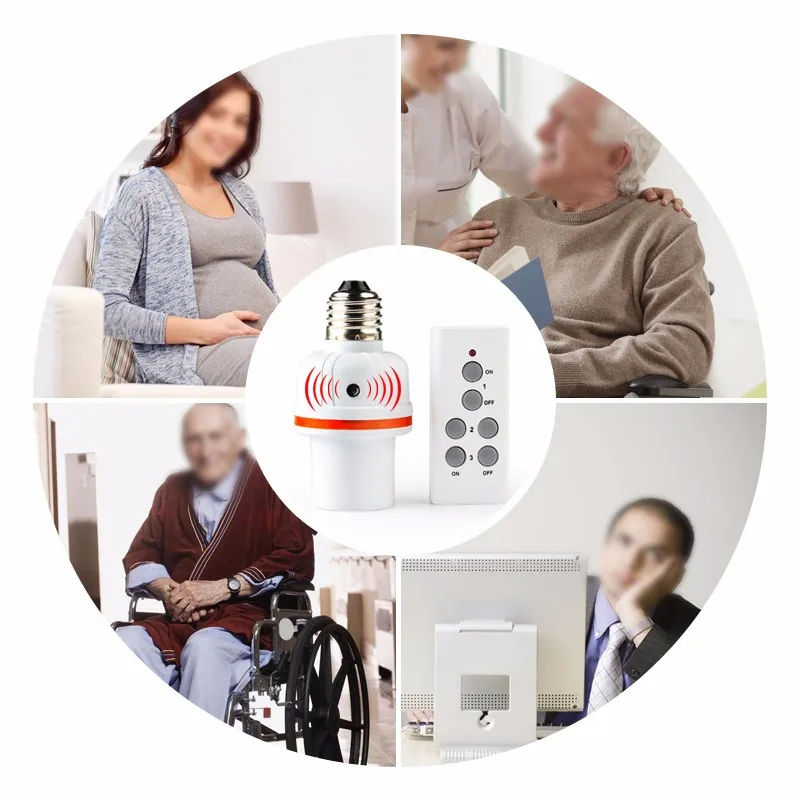 120V RF 433Mhz Wireless Remote Control Lamp Holder Indoor E27 Bulb Base Holder