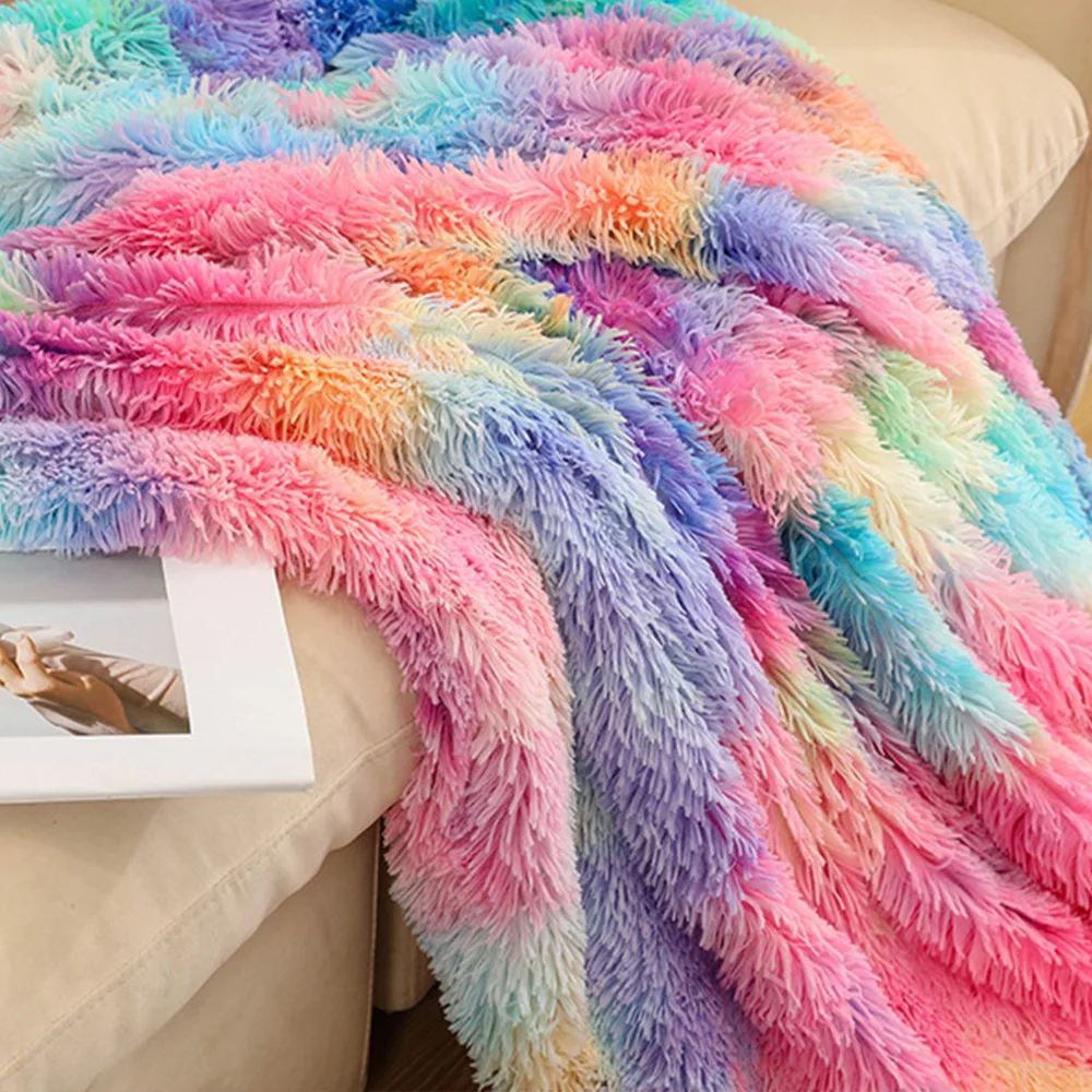 Amazon Wish одеяло из шерсти окрашенное в завязку зимнее Двухслойное Подарочное индивидуальное Радужное