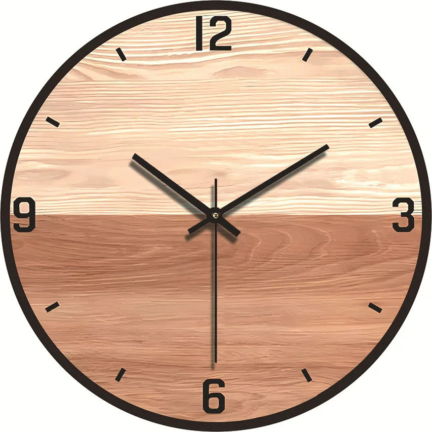Modern Wooden Wall Clock Customizable Natural Wood with Circular Shape Single Face for Home Decor