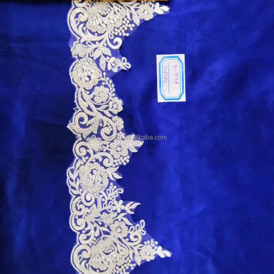 encrusted flower beads lace wedding dress border 2022 collection