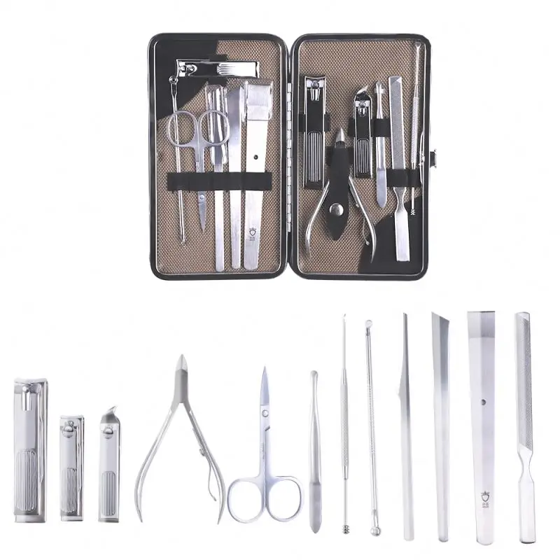 Manicure 12pcs Set Pedicure Kit Nail Clippers Scissors kit Professional Grooming set Nail Care Tools with  Travel Case