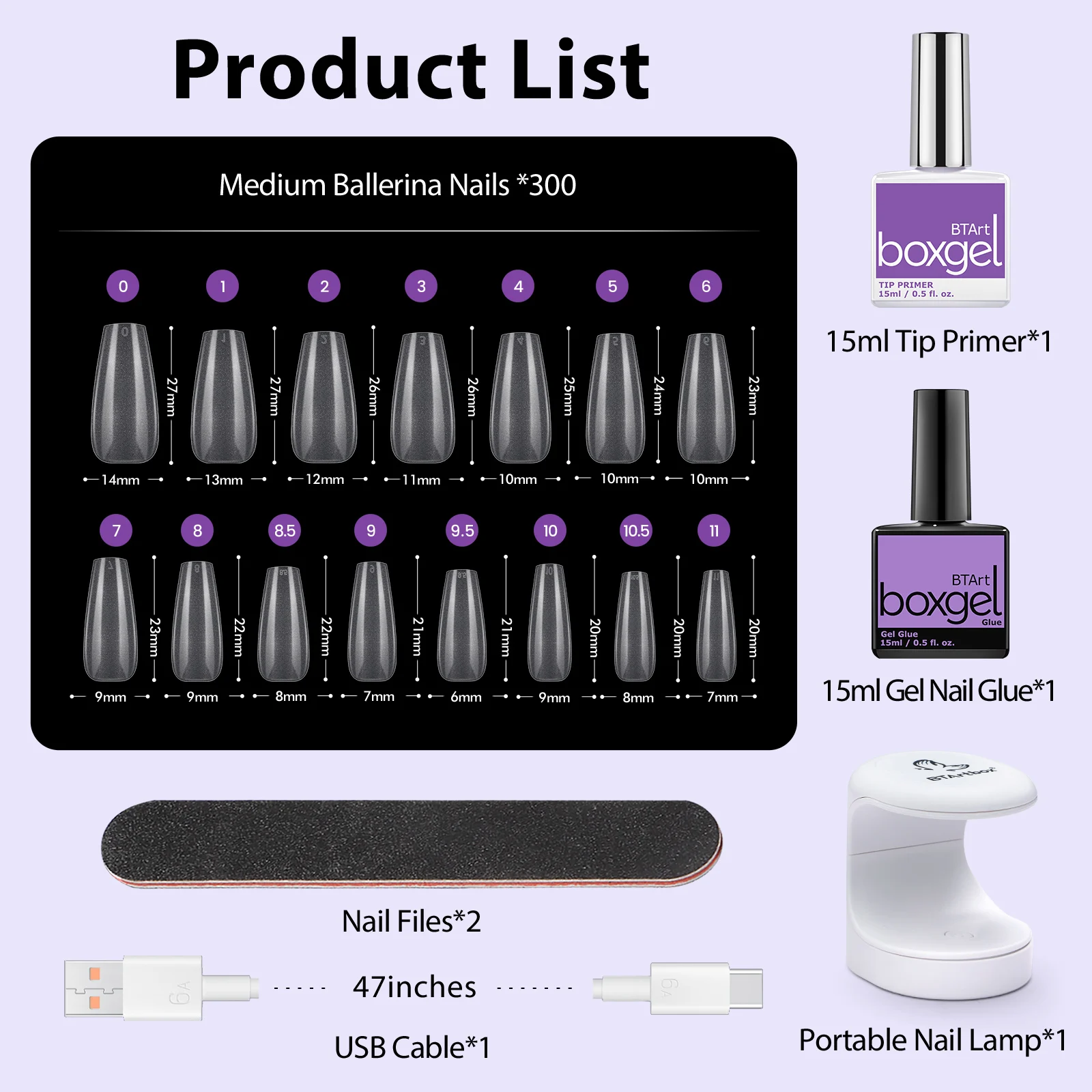 Btartbox УФ-гель лак для клей ногтей Советы Комплект акрил XL балерина гроб накладные ногти с клеем