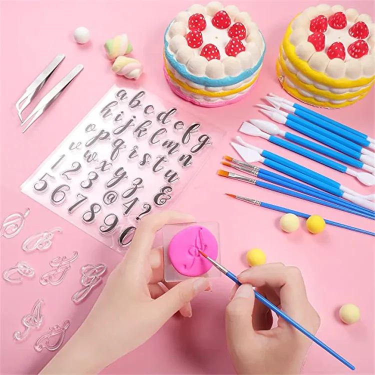 Fondant Cookie Decorating Tool Set alphabet clear stamp cake embosser letter cake plastic mold cake fondant tools cookie cutter