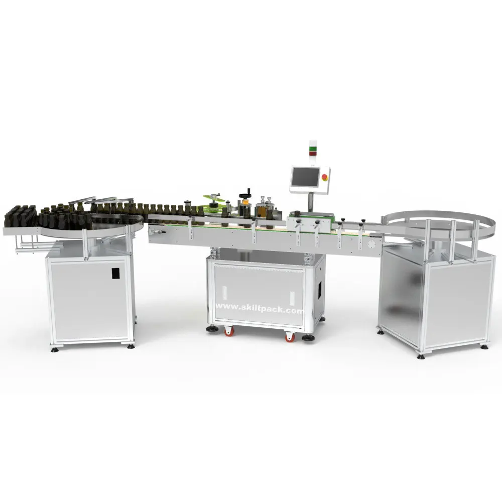 Glass bottle sprayer vertical type labeling machine with two turntables