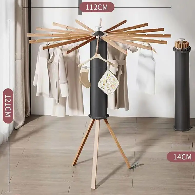 Cheap Price Octopus Solid Wood Cloth Dryer Stand Collapsible Laundry Hanging Rack, Portable Foldable Tripod Clothes Drying Rack