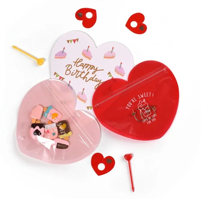 Ruizhuo Love Shaped Jewelry Packaging Self Sealing Bags Thickened Heart Shaped Creative Candy Wrapped Pack Gift Plastic Pet Bag