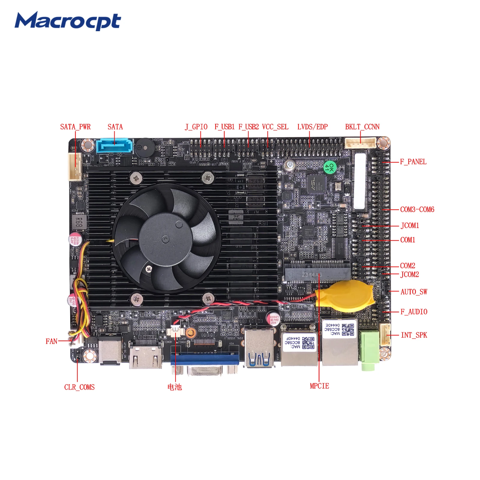 Gaming motherboard with processor 2 USB3.1 4 USB2.0 6COM RS232 Mainboard 10th Generation I7 10610U Quad-core itx motherboard