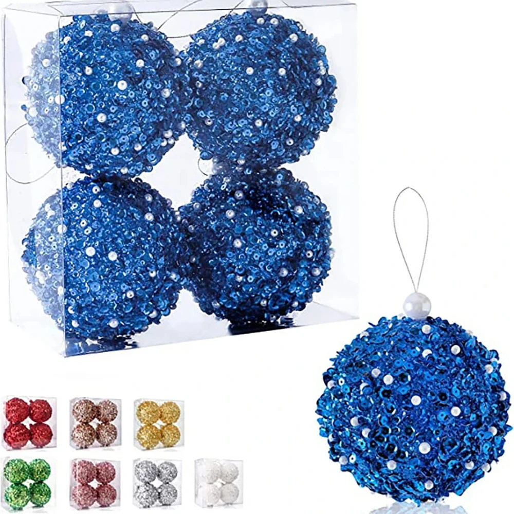 New Design Luxury 8cm White Foam Christmas Ball Ornaments Christmas Tree hanging Decorations