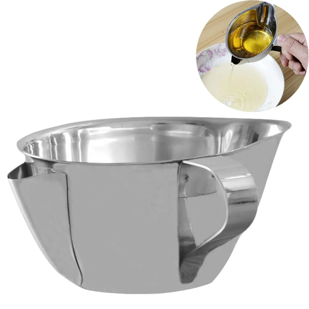 Oil Fat Separator Bowl Gravy Strainer Stainless Steel Oil Filter Soup Bowl with Handle Grease Oiler Filter Kitchen Tool Good
