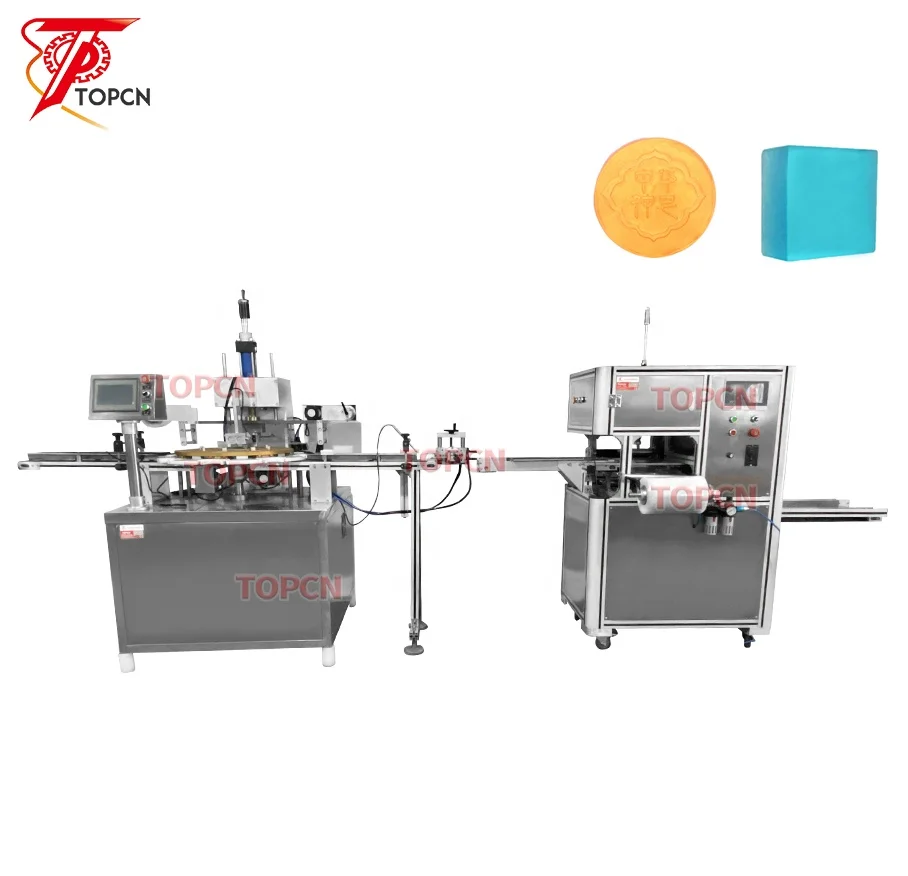 Hand Made Essential Oil Bath Soap Making Machine Cutting Stamping and PE Film Wrapping Line Production Packing   Of Soap