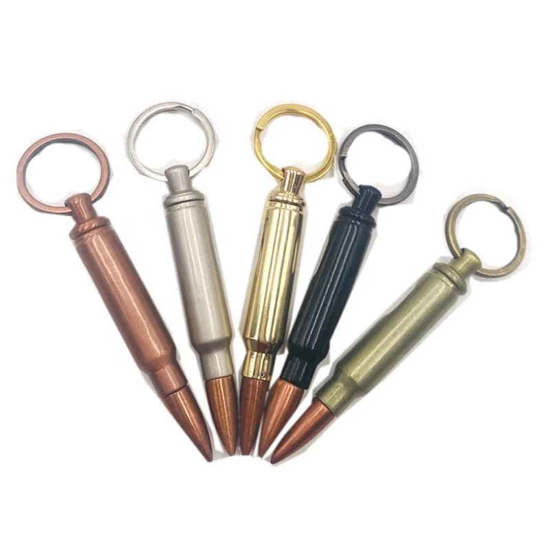 Zinc alloy plating 6 colorful metal bullet Keychain Bottle Opener