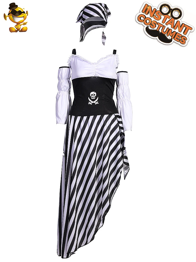 Halloween Adult cool Stripe Pirate Fancy Dress halloween Party Performance Cosplay Costume For Women