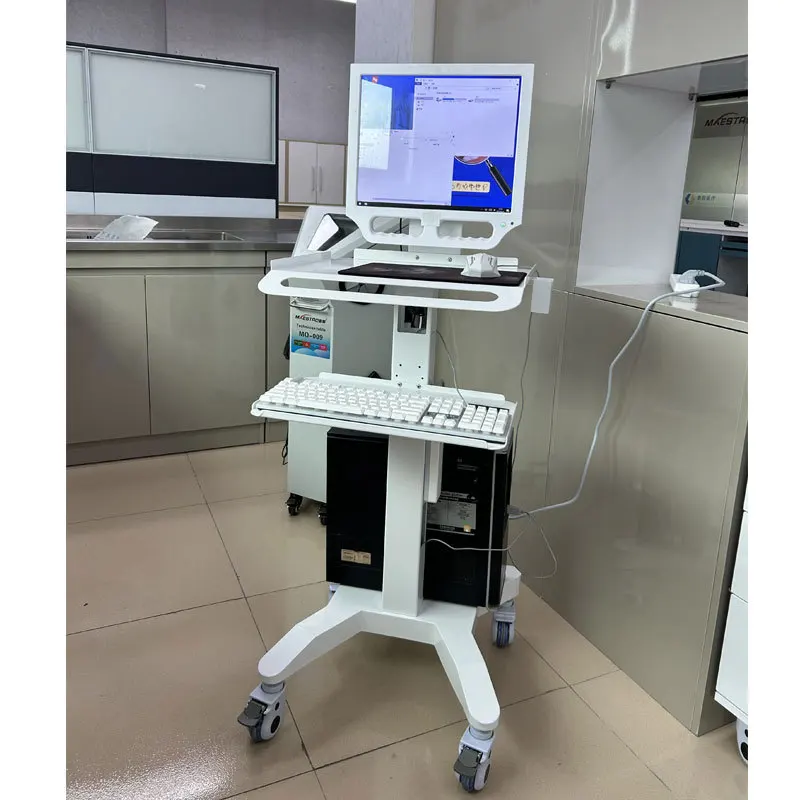 White Mobile Hospital Trolley Medical oral Dental Scanner Cart Intraoral Scanner Trolley Tool Cart With Bracket Tray