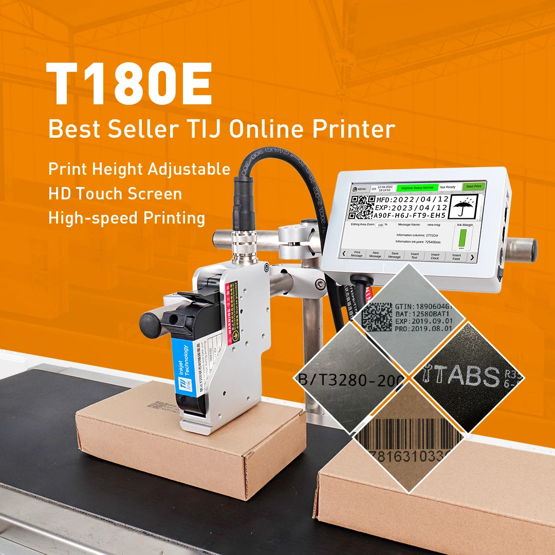 DOCOD OEM/ODM T180E 12.7mm TIJ Thermal Industrial Inkjet Printers For QR 2D Code Date Barcode Batch Coding Machine
