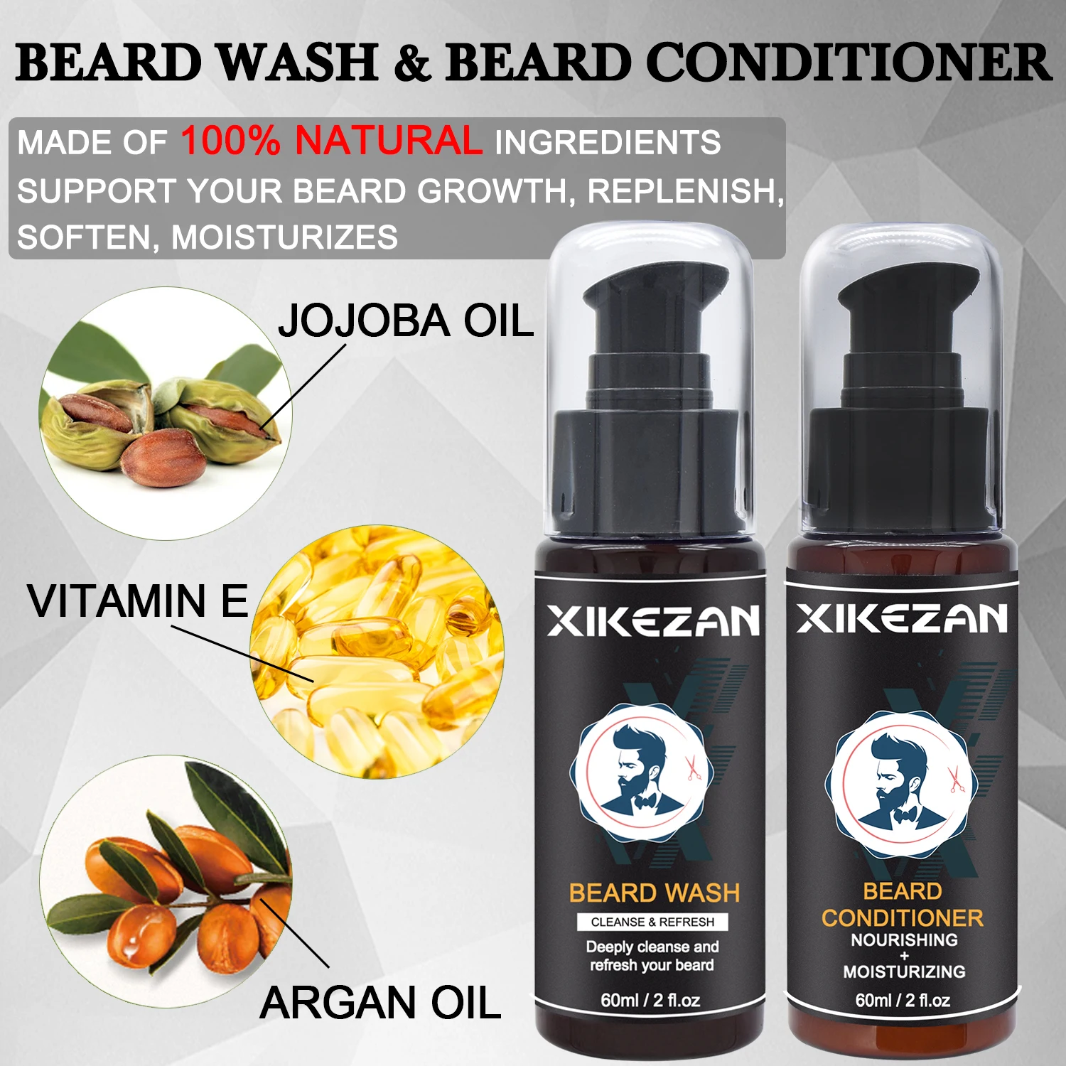 Private Label Mens Beard Product Butter Growth Oil Grooming Kit Care Beard Straightening Comb For Men Grooming Care