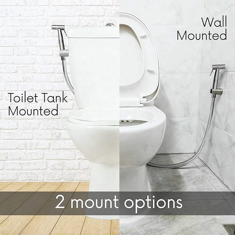 Sus 304 Stainless Steel Bathroom Handheld Sprayer Set Toilet Seat Bidet Shattaf with T-valve for Woman