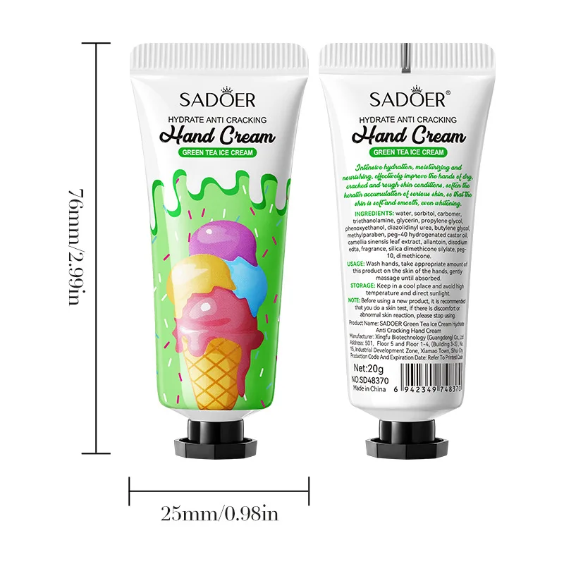 Fruit Fragrance Brightening Hand Cream OEM Brand Green Tea Ice Cream Moisturizing Hand Cream