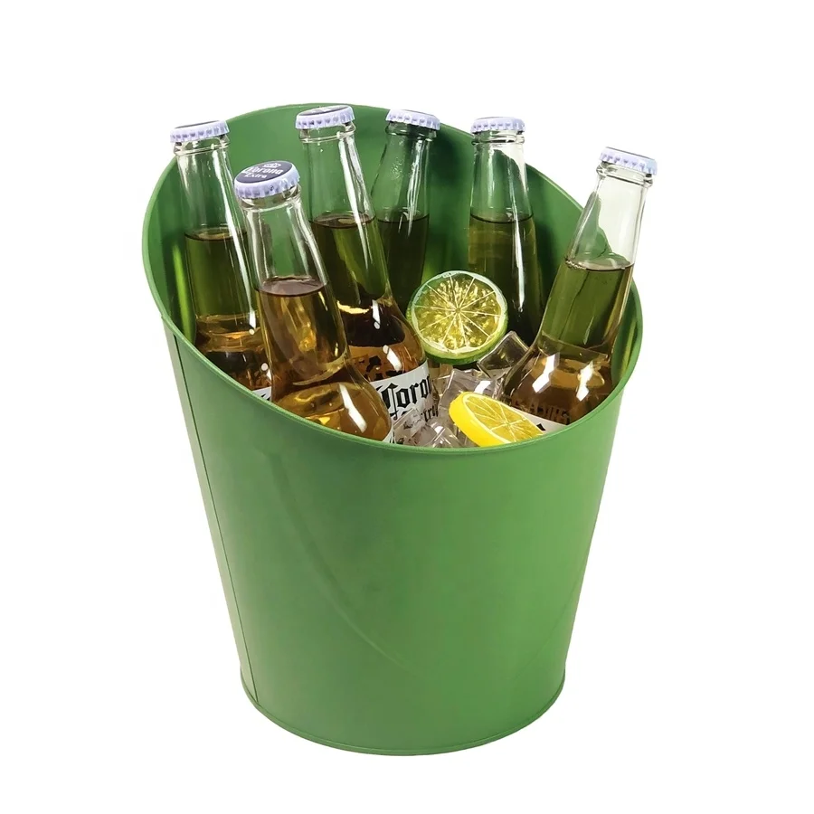 High Quality Sustainable Unique Shape Galvanized Steel Ice Bucket 5L with  Custom Logo For Party/Promotion/Gift