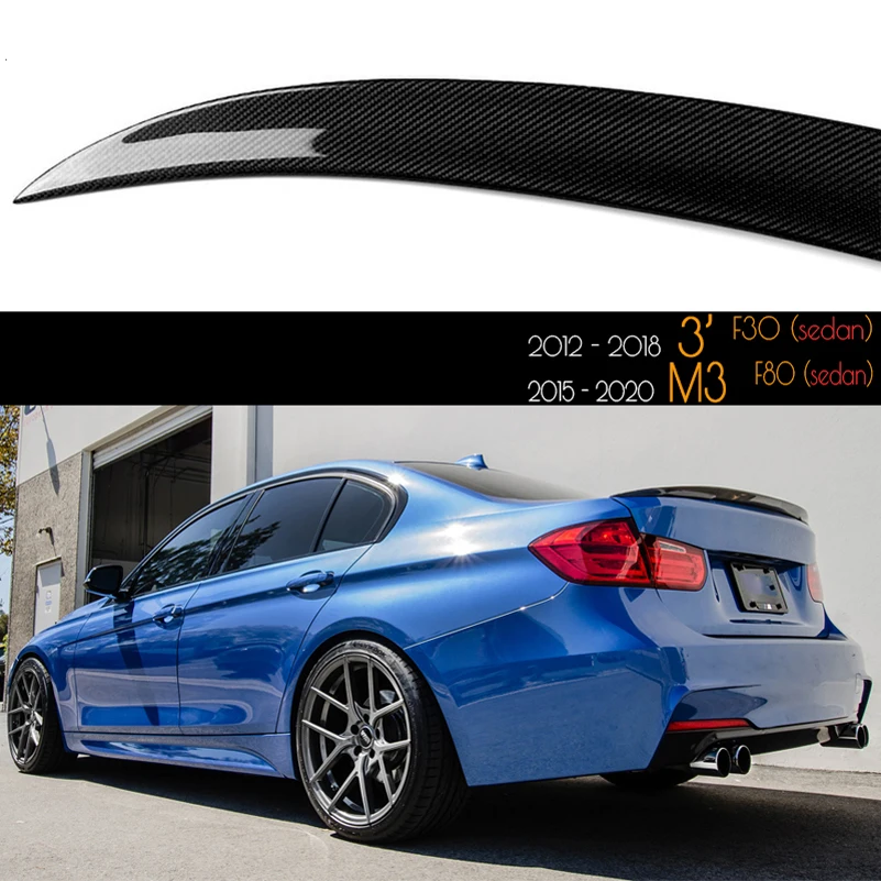 For BMW 3 series F30 F35 2012 2013 2014Plastic ABS glossy black or carbon fiber look MP M-Performance PSM M4 style rear spoiler