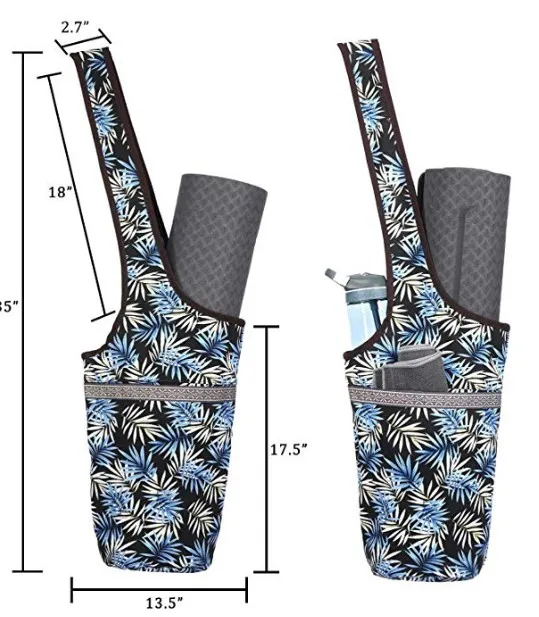 Сумка для коврика для йоги с большим карманом и карманом на молнии, подходит для большинства ковриков размера, сумка для переноски коврика для йоги