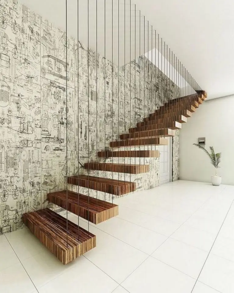 Modern USA Canada Building Standard Metal Steel Beam Staircase Floating Design Solid Wood Smart With Laminated Glass Rod Railing