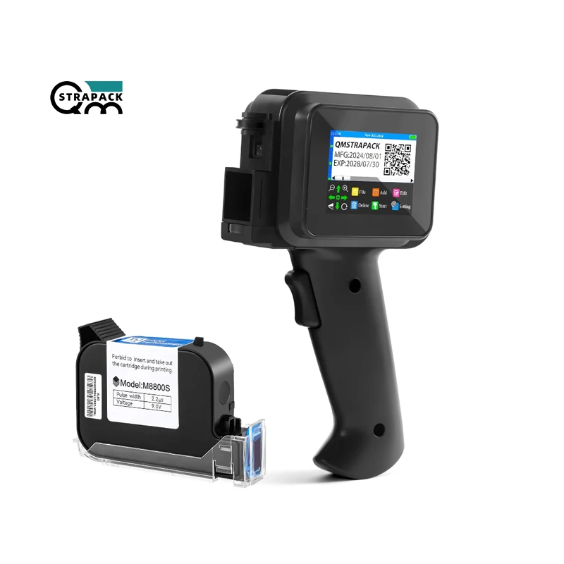 QMSTRAPACK Easy to Operate Small Printer Machine for Carton 1-12.7mm Handheld Encoder Printer Inkjet Printers For Surface