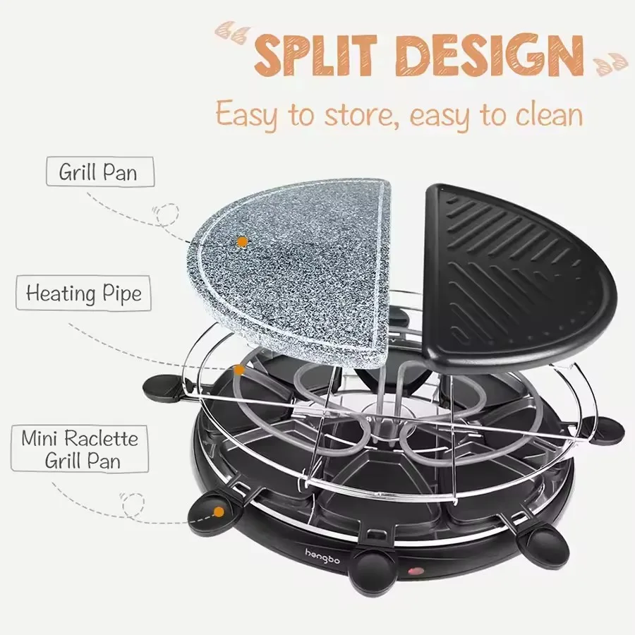 Stone Plate Smokeless electric bbq grill 8Mini Pans Korean Style bbq Non-Stick Griddle Plate Raclette Grill