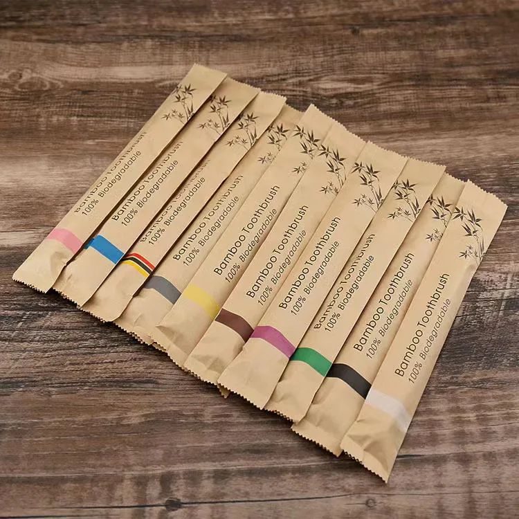 Biodegradable Natural Disposable Custom Logo Oral Care cepillo de dientes Adult Bulk Wooden Wholesale Bamboo Toothbrush