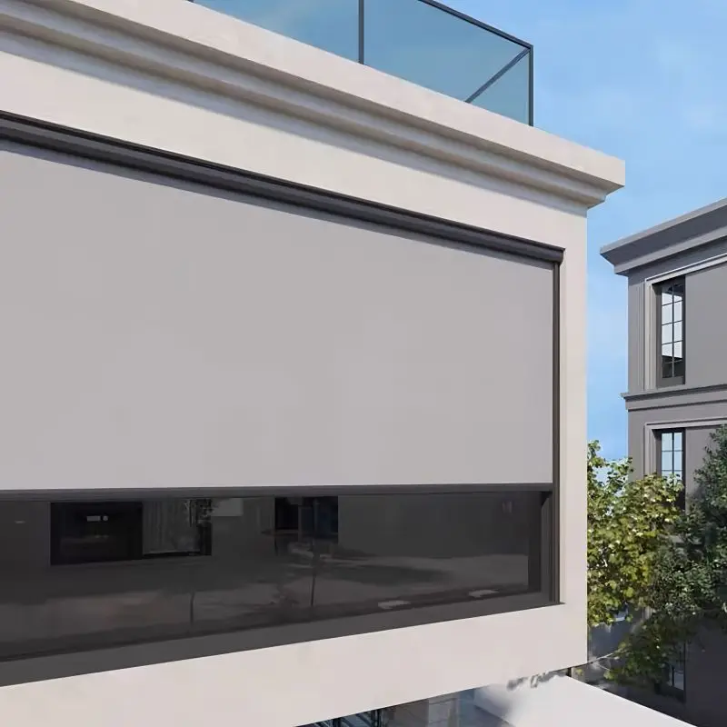 Manufacturer Sell Outdoor Windproof Waterproof Zip Track Window Electric Motorized Roller Blinds Shades Blackout Blind